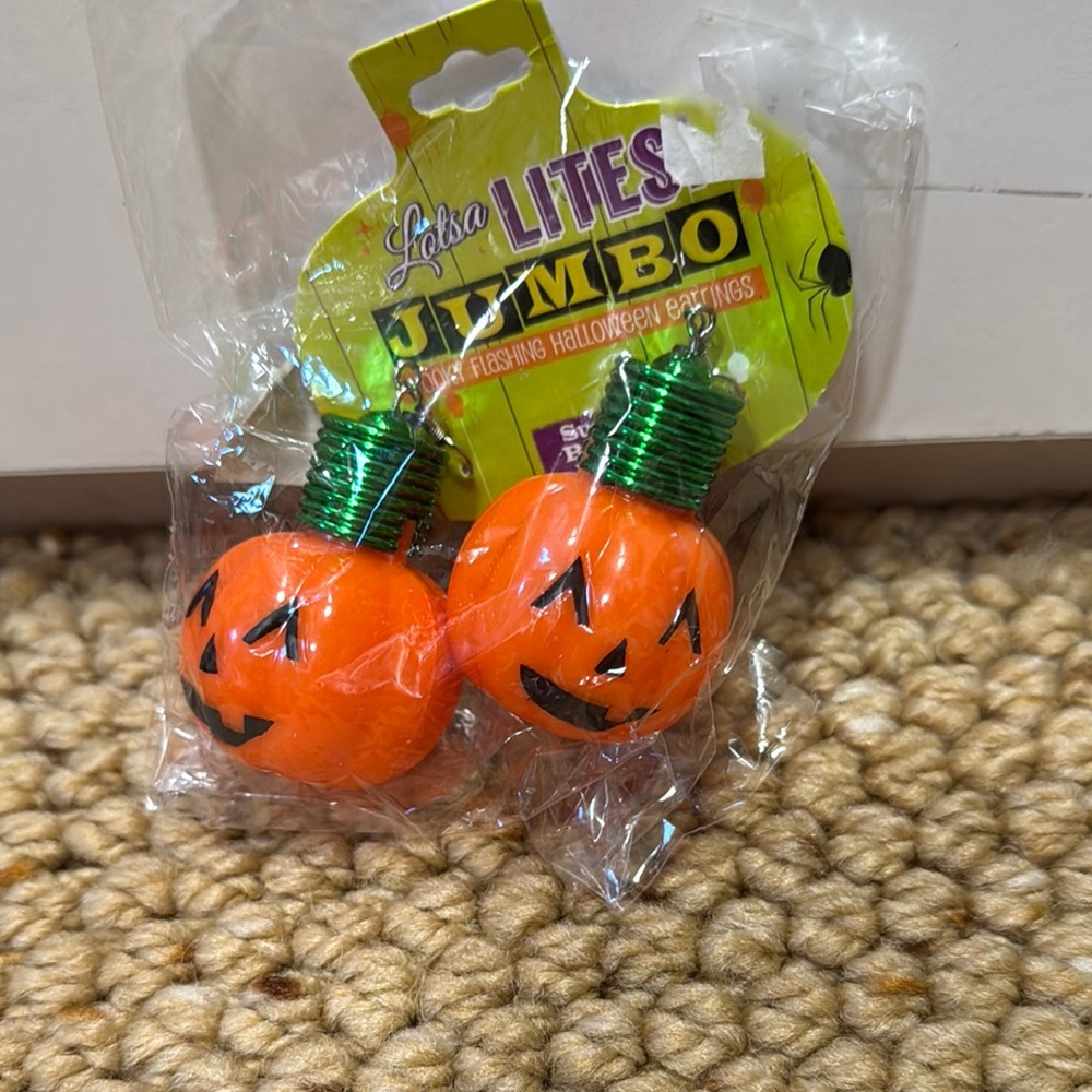 Jumbo Halloween Pumpkin Earrings - Orange